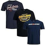 JACK & JONES Herren T-Shirt 3er Pack Big Size Übergröße Rundhals O-Neck Tee T Shirt 3XL 4XL 5XL 6XL 7XL 8XL (XXXXL, 3er Paket Big Size # 77)