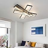 Modern LED Deckenleuchte Schlafzimmer Lampe Wohnzimmer Hängeleuchte Rechteckig Design Einfache Deckenlampe mit Fernbedienung Dimmbar Acryl Deckenbeleuchtung Flur Küche Büro Deko Beleuchtung (Schwarz)