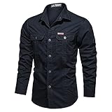 HEVÜY Herren Hemd Kariertes Freizeithemd Normale Passform Lange Ärmel Flanellhemden Kariert Hemd Freizeithemd Holzfällerhemd Kariert Plaid Shirt Vintage (Blau-3, XXL)