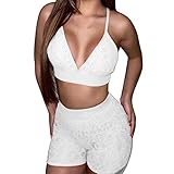 JISHII Dessous-Sets für Damen Einfarbig Bügellos Spitze Straff Hosenträger Bandeau 1PC Shorts mit Elastischen Bund Leicht Transparent Durchsichtige Extradünn Atmungsaktiv Zweiteilig Fit Ling