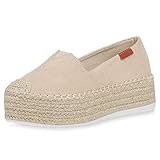 SCARPE VITA Damen Espadrilles Plateau Slipper Sommer Plateauschuhe Bast Schuhe Slip On Freizeitschuhe 191260 Beige Total 40
