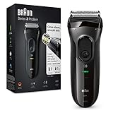 Braun Series 3 ProSkin Rasierer Herren, Elektrorasierer mit Präzisionstrimmer, wiederaufladbarer und kabelloser elektrischer Rasierer, 45 Min Laufzeit, 3020s, schw