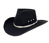 STARS & STRIPES Filzhut Kansas Black - Westernwear-Shop Edition Westernhut Cowboyhut Westernkleidung Filzhut für Damen und Herren (52 cm) Schwarz (57 cm)