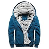 DRESCOKLJ Dicker HoodieHerren Reißverschluss Winter Plüsch Verdickte Gefüttert Sweatjacke Kapuzenpullover mit Reißverschluss Fleecejacke Outdoor Fleece Innenseite Sportjack
