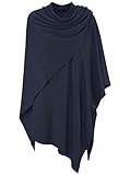 Zwillingsherz Poncho-Schal mit Kaschmir - Hochwertiges Cape für Damen - XXL Umhängetuch und Tunika mit Ärmel - Strick-Pullover - Sweatshirt - Stola für Sommer und Winter von Cashmere Dreams (Navy)