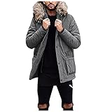 LLYYDS Herren Winter Jacke Warme Verdicken Outdoorjacke Mode Loose Fit Steppjacke für Männer Winter Winddicht Kapuzenjacke mit Abnehmbarem Kunstfellkragen Herren Thermojacke Übergangsj