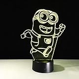 ykop 3D Illusionslampe LED Nachtlicht Schöne Minions Lampe Sensor Beleuchtung Touch Tischlampe Nachtlicht Home Kinder Schlafzimmer Dek