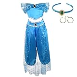 Lito Angels Prinzessin Jasmin Kleid Kostüm mit Haarband Verkleidung für Kinder Mädchen Größe 10-11 Jahre, B