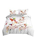 KangSanSan Bettwäsche-Set, 3D-Schmetterling, Musiknoten-Bettwäsche-Set (Farbe 2, Größe: US Twin, 173 x 218 cm)