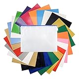 LAOYE Plotterfolie Textil 25 Blatt Vinylfolie für Plotter 16 Farben Transferpapier zum Aufbügeln 30cm x 25cm Bügelfolie Flexfolie für Cricut & Silhouette Cameo - Textilfolien auf DIY T-Shirts S