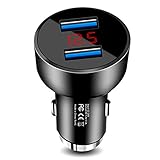 Roadoor Auto-Ladegerät Dual-USB-Schnelllade-Digital-Display-Ladegerät Multi-Funktions-Digital-Display-Auto-Ladegerät-Adapter Für Telefon-Auto-Tablet Schw