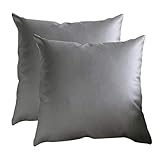 2er Set Kunstleder Kissenbezug Moderne Zuhause Dekoration Gemütliches Modisches Kissenbezüge Skandinavischer Stil Pillowcase Für Männer/Frauen Wohnzimmer Schlafzimmer Sofa Kissenbezüge 45X45 (Grau)