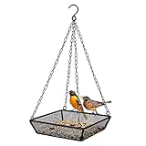 Hjinyu Vogelfutterspender zum Aufhängen Metallgeflecht Vogelfutterhaus Hängende Vogelfutterschale Wildvogel-Futterstation Vogelhaus für Wildvögel für Outdoor, Garten, 17 * 17 * 39