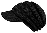 dy_mode Damen Strickmütze mit Schirm Schirmmütze Winter Mütze - A306 (A306-Schwarz)