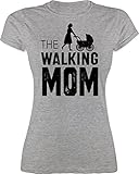 Mutter Geschenk Mama - The Walking Mom - M - Grau meliert - super Mama Tshirt - L191 - Tailliertes Tshirt für Damen und Frauen T-S