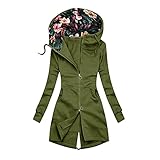 Pianshanzi Übergangsjacke Damen Casual Drucken Pullover Pulli Groß Hoodie Sweatshirt mit Kapuze Tasche Sweater Jacke Mantel Langarm Hoody für Frauen Oversize Herbst Winter Locker Fit W