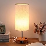 SDFDSSR Touch Control Tischlampe Nachttischlampe mit zylindrischem Stoffschirm und Holzsockel, Nachttischlampe für Zuhause, Schlafzimmer, Wohnzimmer, Bürolampen im Chinoaserie-S