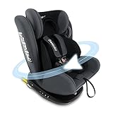 Reebaby Baby Autositz 360° drehbar Gruppe 0+1/2/3 (0-36 kg/0-12 Year) mit Isofix Top Tether ECE R44/04 (Schwarz)