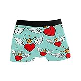 Herren Boxershorts Slip Trunks Herzen Flügel Krone Liebe Fitted Unterwäsche Stretch Atmungsaktive Geschenke für Männer, einfarbig, XL