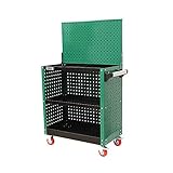 QWEEF Garage DIY Garage Werkstatt DIY Tools Wagen Werkzeugregal 3 Tier Werkzeugwagen auf Rädern mit Backplane Heavy Duty Werkstattwagen (Color : Green, Größe : 80x42x142.5cm)