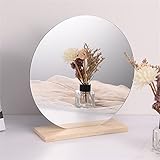 TROYSINC Acrylspiegel, Kreativität Spiegel mit Holzständer, Unregelmäßige Ästhetisch Spiegel, Acryl Schminkspiegel, Dekorativ Spiegel für Wohnzimmer Kinderzimmer (Stil-B)