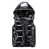 Damen Kapuzenjacke, Winter Weste Damen Lang Daunenweste Wintermantel Vest mit Kapuze Warm Weste Mantel Ärmellose Daunenmantel mit Taschen Steppweste Damen Daunenjacke Steppjacke Outdoor H