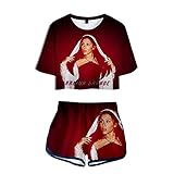 nuannuan 3D-Druck Ariana Grande T-Shirt + Shorts Mädchen Sportswear Süßes Top + Shorts Süße Sängerin Mädchen Lange Dame Lässig Lose XS-XXL