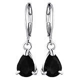 Dorical 1 Paar Ohrringe für Damen Frauen Mädchen Hängend Transparent Kristall Ohrring Anhänger,Wassertropfen Ohrhänger Tropfen Ohrringe, Handgemachte Einzigartige Schmuck,Reduziert(Schwarz)