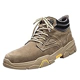 BAOFUBA Arbeitsschuhe Herren Winter Warme Freizeitschuhe Mode Runde Zehe Schnürschuhe Outdoor rutschfeste Turnschuhe Niedrige Absätze Leichtgewicht Sportschuhe Atmungsaktive Sneak