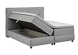 Atlantic Home Collection TILO Boxspringbett mit Bettkasten, 180x200 cm, Stoff, hellgrau, 180 x 200