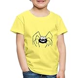 Spreadshirt Lustige Lachende Spinne Comic Zeichnung Kinder Premium T-Shirt, 110-116, Gelb