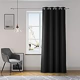 AmeliaHome Vorhang 140x250 cm Fensterdekoration Ösenschal Dekoschal Dekorvorhang Oxford Solid Schw