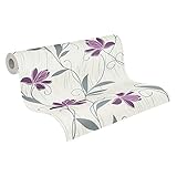 AS Creation A.S. Création Strukturprofiltapete Styleguide Jung Blumentapete floral 10,05 m x 0,53 m lila weiß grau 306234 3062-34