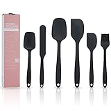 Intirilife 6-teiliges Silikon Spaten Set in Schwarz - Antihaft Silikon Spatel Set Backutensilien zum Kochen Backen Rühren Anrichten Hitzebeständig