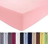 ENTSPANNO Jersey-Luxus-Spannbettlaken für Wasser- und Boxspringbett in Rosa aus gekämmter Baumwolle. Spannbetttuch mit Einlaufschutz, 180 x 200 | 200 x 200 | 200 x 220 cm, bis 40 cm hohe M