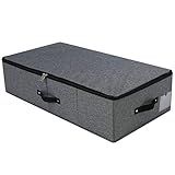 iwill CREATE PRO 75 * 38 * 18 cm, Starre Aufbewahrungsbehälter für Kleidungsstücke unter dem Bett, zusammenklappbar und waschbar, weicher Reißverschlussdeckel, Schwarzg