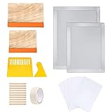 LIXINDEE 27-teiliges Siebdruck-Starter-Set, 25,4 x 35,6 cm & 200,3 cm, Aluminium-Siebdruckrahmen mit 110 weißen M