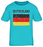 Germany Fußball WM Fanfest Gruppen Fan Kinder T-Shirt Rundhals Mädchen Jungen Wappen Deutschland, Größe: 122/128,türk