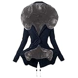 Alueeu Mantel Damen Winter Schwarz Lang Elegant Winterparka Damenmantel Mantel Damenjacke Fleecejacke Steppjacke Steppmantel Übergangsmantel Outdoorjacke Übergangsjacke Wintermantel Winterjack