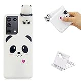 Yewos Silikon Mädchen Hülle Kompatibel Samsung Galaxy A72 5G,Cartoon 3D Puppe Süß Tiere Weißer Panda Muster Weiß Handyhülle,Ultra Dünn Mode Dauerhaft Gummi Kratzfest Stoßfest Schutzhü