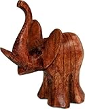 GURU SHOP Geschnitzte Kleine Deko Figur - Fancy Elefant, Braun, 14x11x7 cm, Tierfig