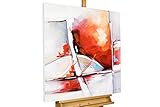 KunstLoft® Acryl Gemälde 'Zerbrochen' 80x80cm | original handgemalte Leinwand Bilder XXL | Abstrakt Rot Weiß Leinwand | Wandbild Acrylbild Moderne Kunst einteilig mit R