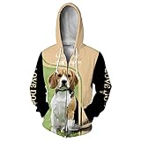 Animal Beagles 3D-Hoodie für Herren, Harajuku, modisches Sweatshirt, Unisex, Freizeitjacke, Kapuzenpullover mit Reißverschluss, L