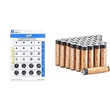 HEITECH 24er Pack Alkaline & Lithium Knopfzellen Batterie - 2X AG1 / 2X AG3 / 4X AG4-1,5V & 3V Knopfbatterien auslaufsicher & AmazonBasics AAA-Alkalibatterien, leistungsstark, 1,5 V, 36 Stück