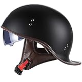 ACLFF Retro Helm Jethelm mit Sonnenblende Schwalbenschwanz-Design Chopper Helm Roller Helm, mit Einstellbar Schnellverschluss-Gurt, für Cruiser Chopper Biker Moped DOT/ECE-Zulassung