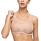 Deyllo Damen Sport BH Starker Halt Große Größen Sport-BH für Fitness Lauf Yoga(Nude,40D / 90D)
