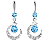 TT- Schmuck Damen Ohrringe Earrings mit Creolen Strass ohrhänger Ohrschmuck Ohrstecker, Mädchen Ohrringe Modeschmuck Schmuck Necklace Jewelry zum Valentinstag Geburtstag Weihnachten (Blue, OneSize)