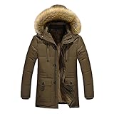 Bonnierdy Herren Winterjacke Parka Warm GefüTtert Mit Kapuze Fellbesatz Lang Wintermantel Outdoor Freizeit Kapuzenjacke Casual Style Sweat-Jacke H