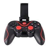 Demiawaking T3 Drahtlose Bluetooth Gamepad Gaming Kontroller für Android Smartphone Smart TV (Schwarz mit Halterung)