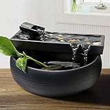 HFFFHA Garten-Brunnen-Keramik Wasser Desktop-Wasser-Eigenschaft Zen-Brunnen Indoor-Wasser-Brunnen for Den Garten Feng Shui Innen Ornaments Zimmerbrunnen Glückliche Wassertank Fish Tank Small Gift Z